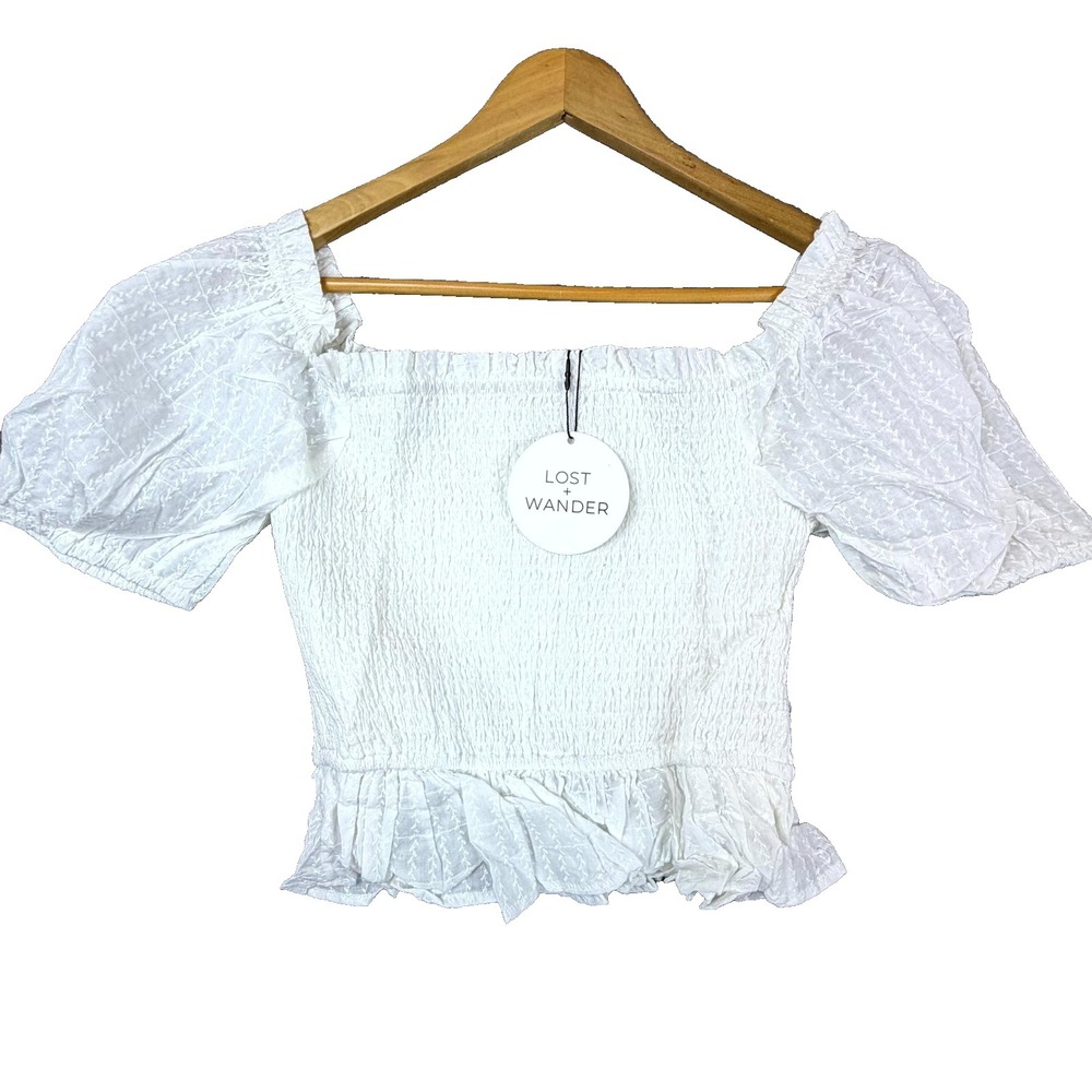 Lost + Wander Top Womens Medium White Coconut Vine Babydoll Coquette Angelcore‎